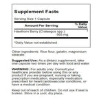Supplement bottle label showing 565 Milligrams of hawthorn berry extract details.