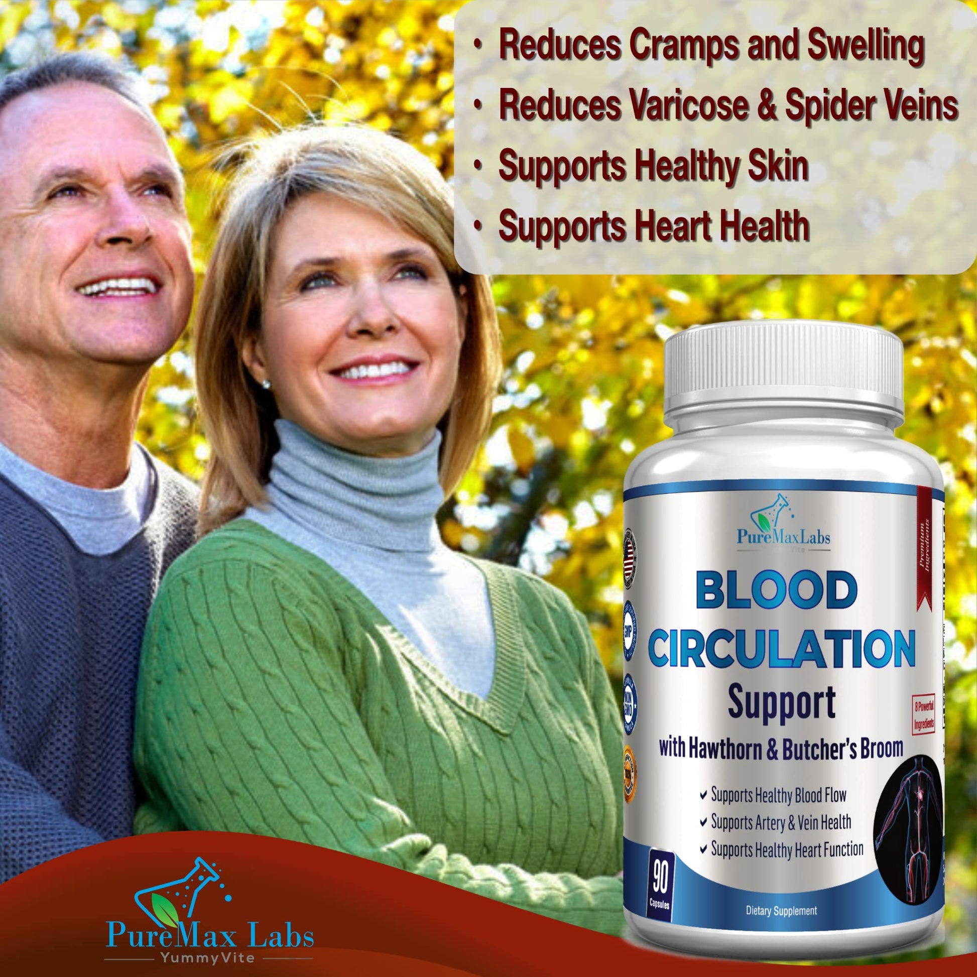 YUMMYVITE varicose veins treatment capsules showing USA import authentication details.