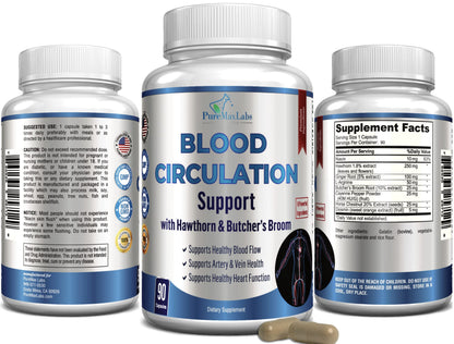 YUMMYVITE blood flow dietary supplement bottle with horse chestnut and diosmin benefits highlighted.