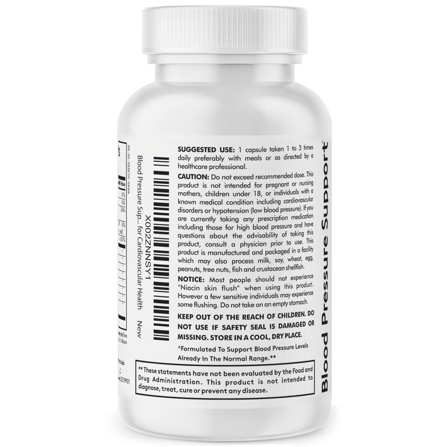 Side view of Youth and Tonic natural heart health formula highlighting the certified manufacturing details