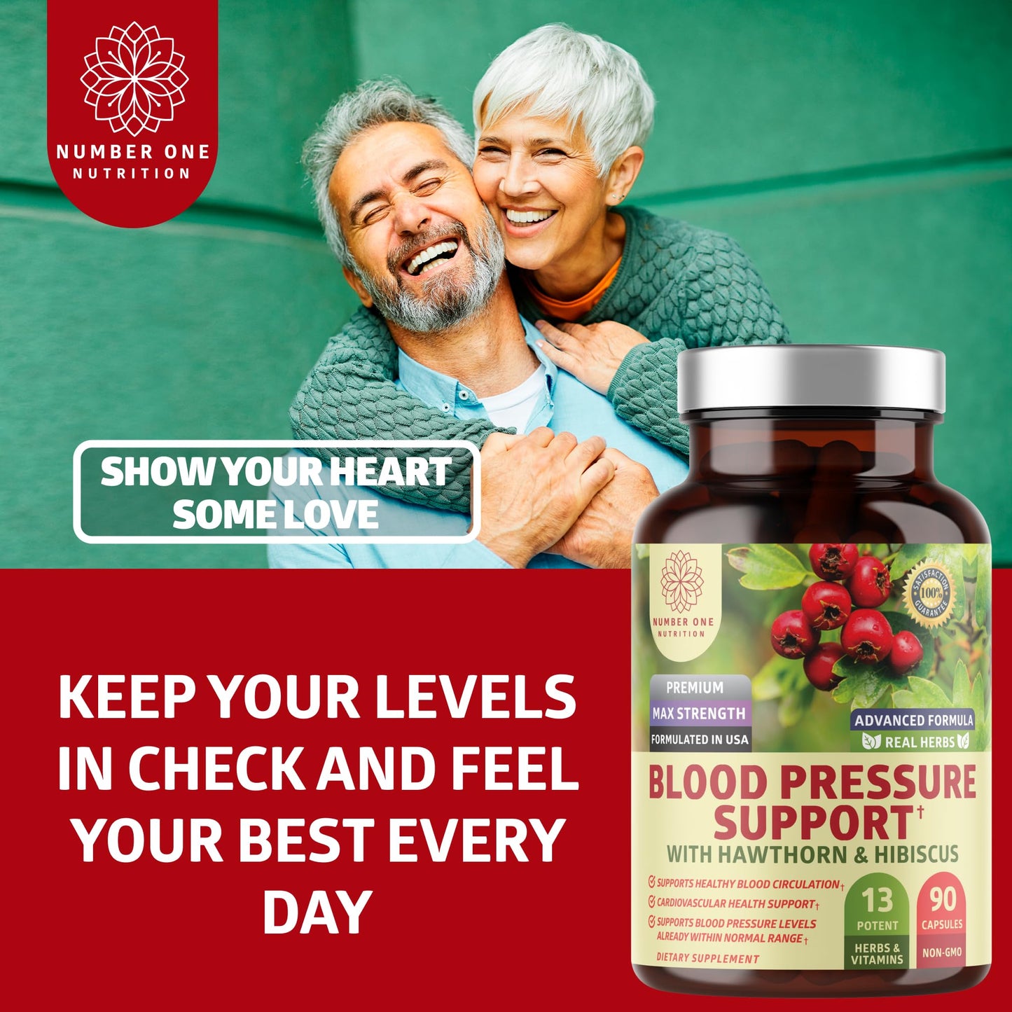 Number One Nutrition non GMO blood pressure wellness daily supplement bottle