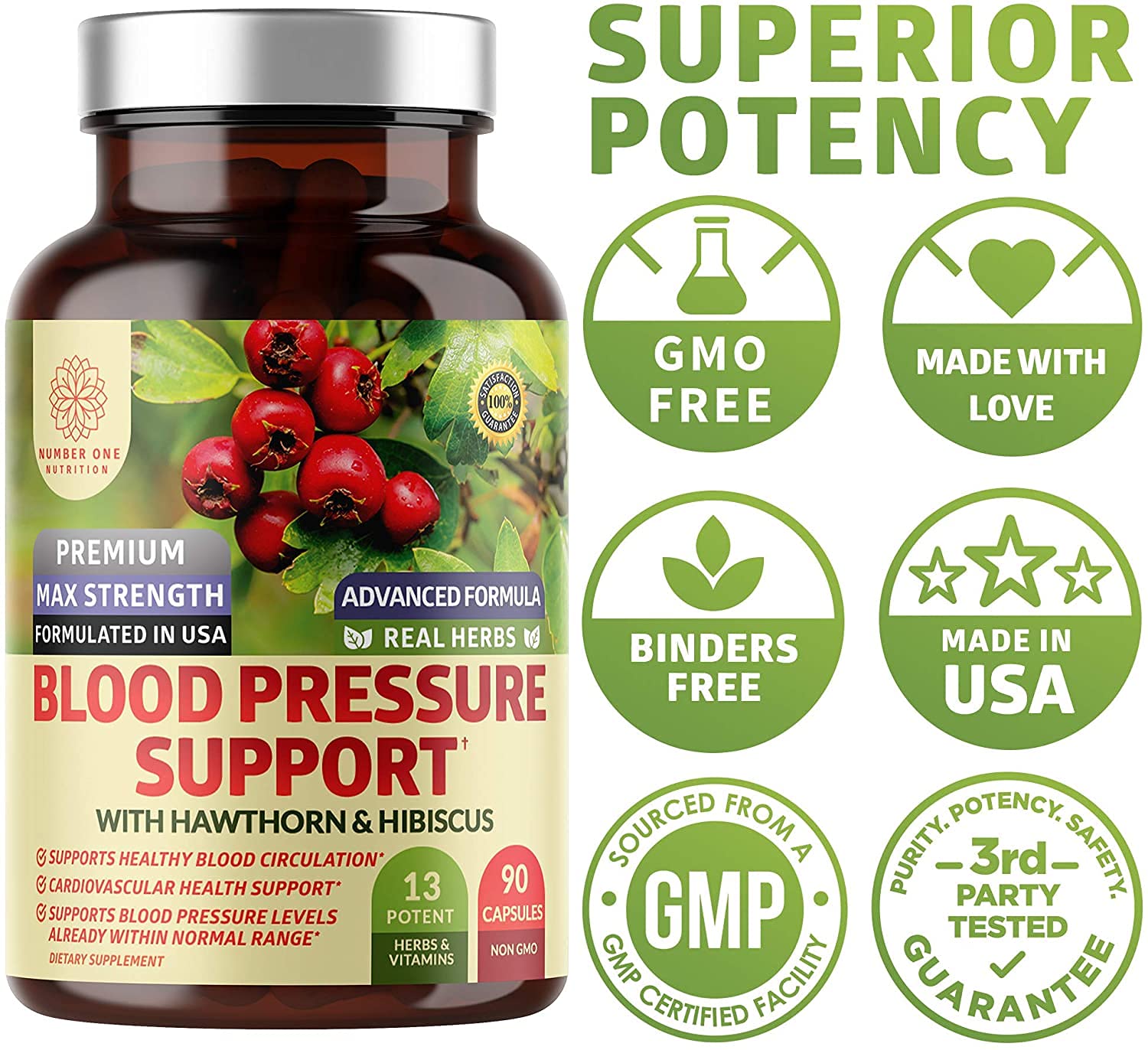 Premium blood circulation and nitric oxide support dietary supplement packaging