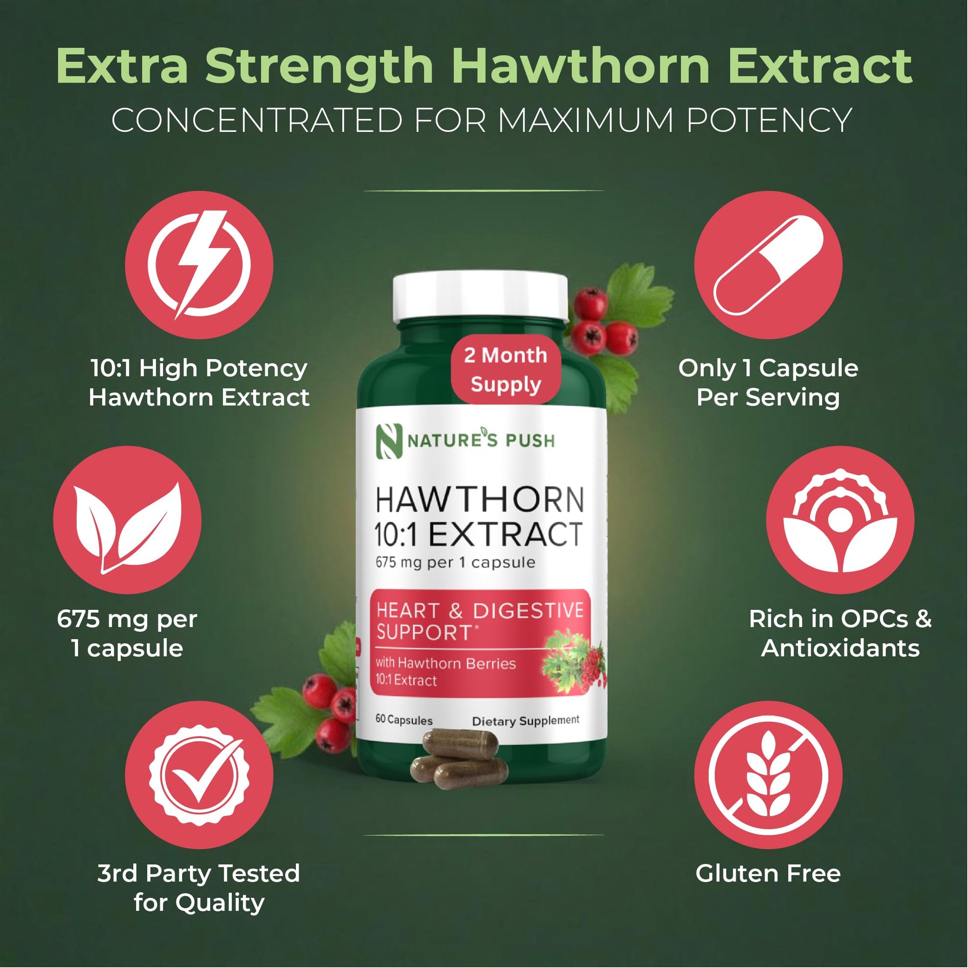 Nature's Push dietary supplement capsule count and daily usage directions on product packaging