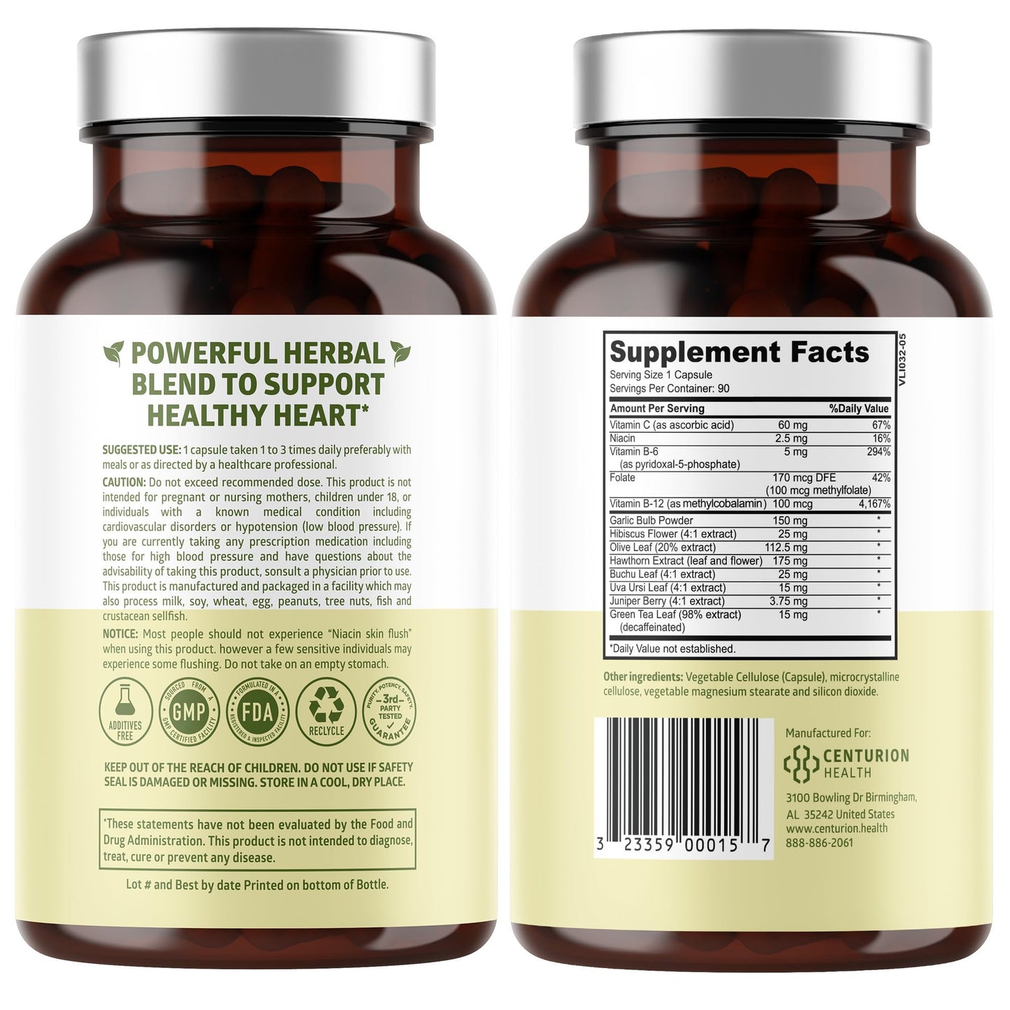 Number One Nutrition heart health supplement supplement facts label showing 13 ingredients