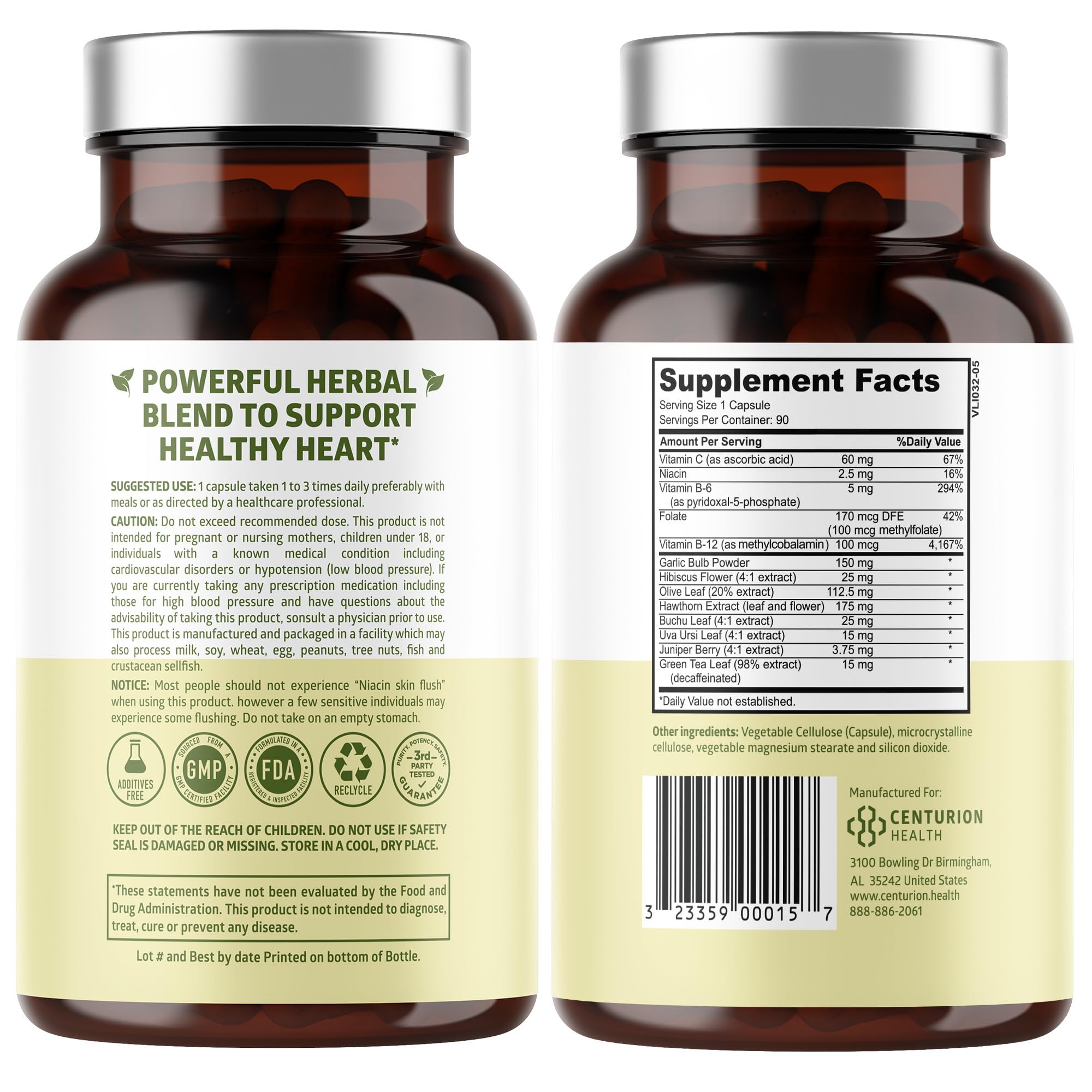 Number One Nutrition heart health supplement supplement facts label showing 13 ingredients