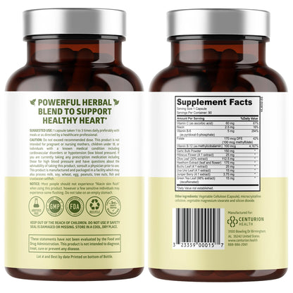 Number One Nutrition heart health supplement supplement facts label showing 13 ingredients