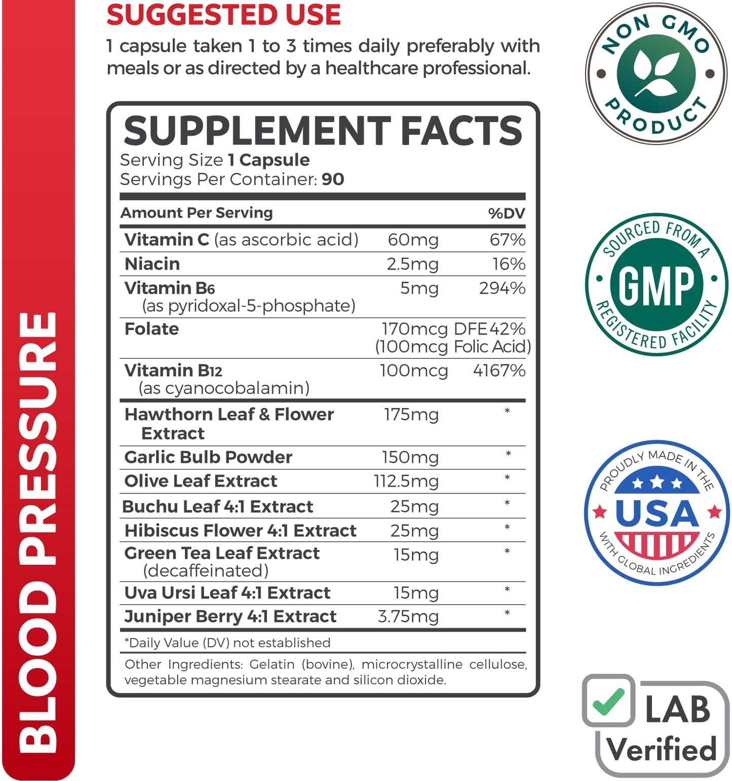Healths Harmony cardiovascular circulation supplement bottle showing nutrition facts panel and daily value percentages