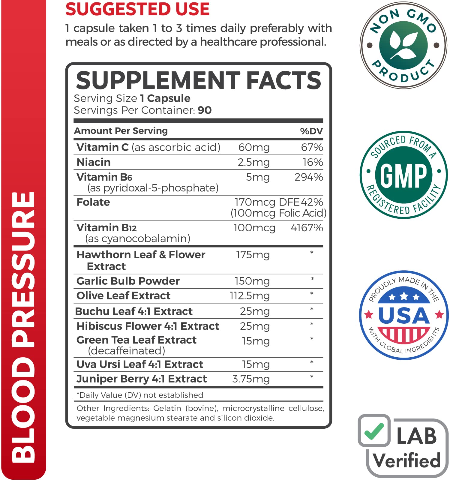 Healths Harmony cardiovascular circulation supplement bottle showing nutrition facts panel and daily value percentages