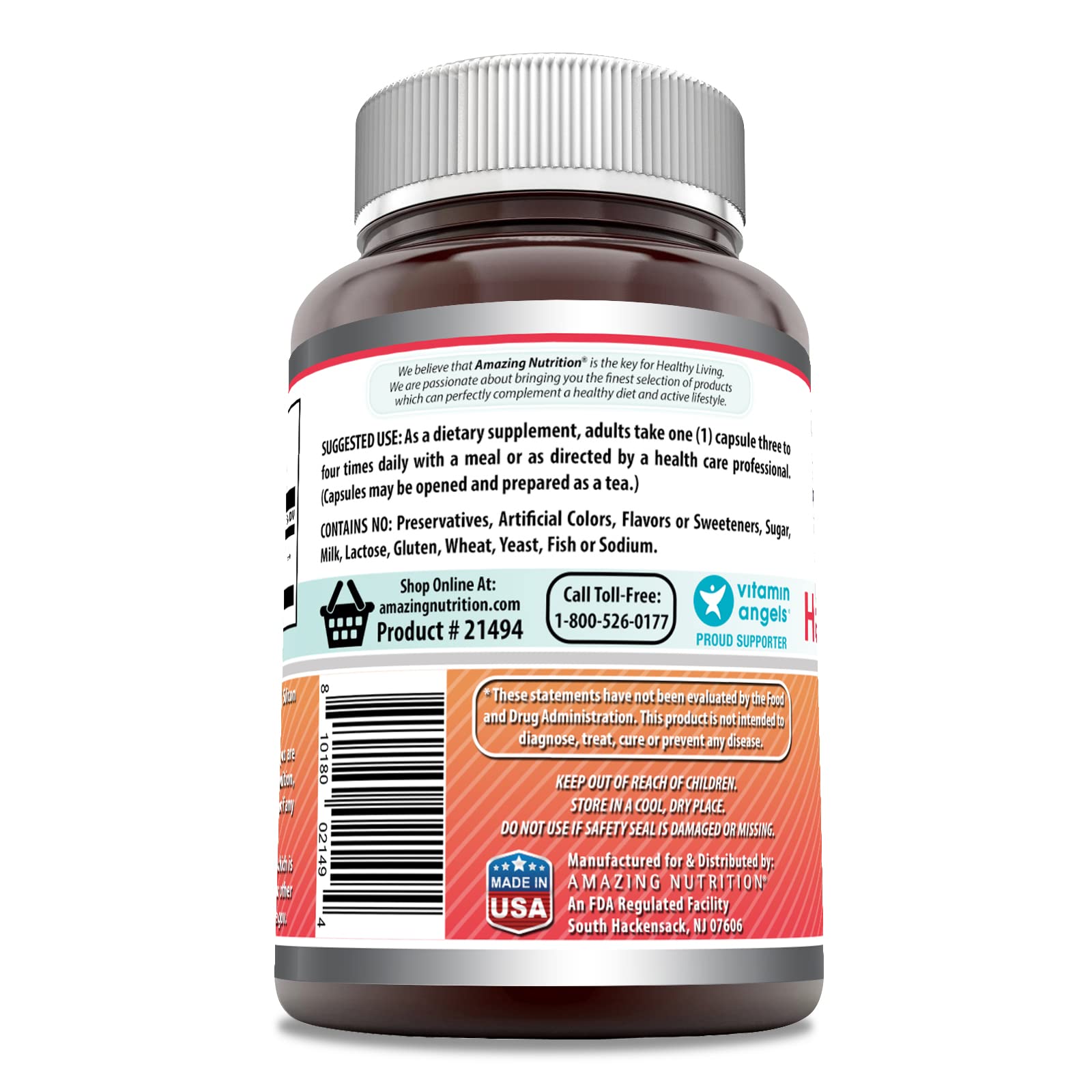Amazing Formulas Hawthorn Berries dietary supplement showing nutritional facts panel
