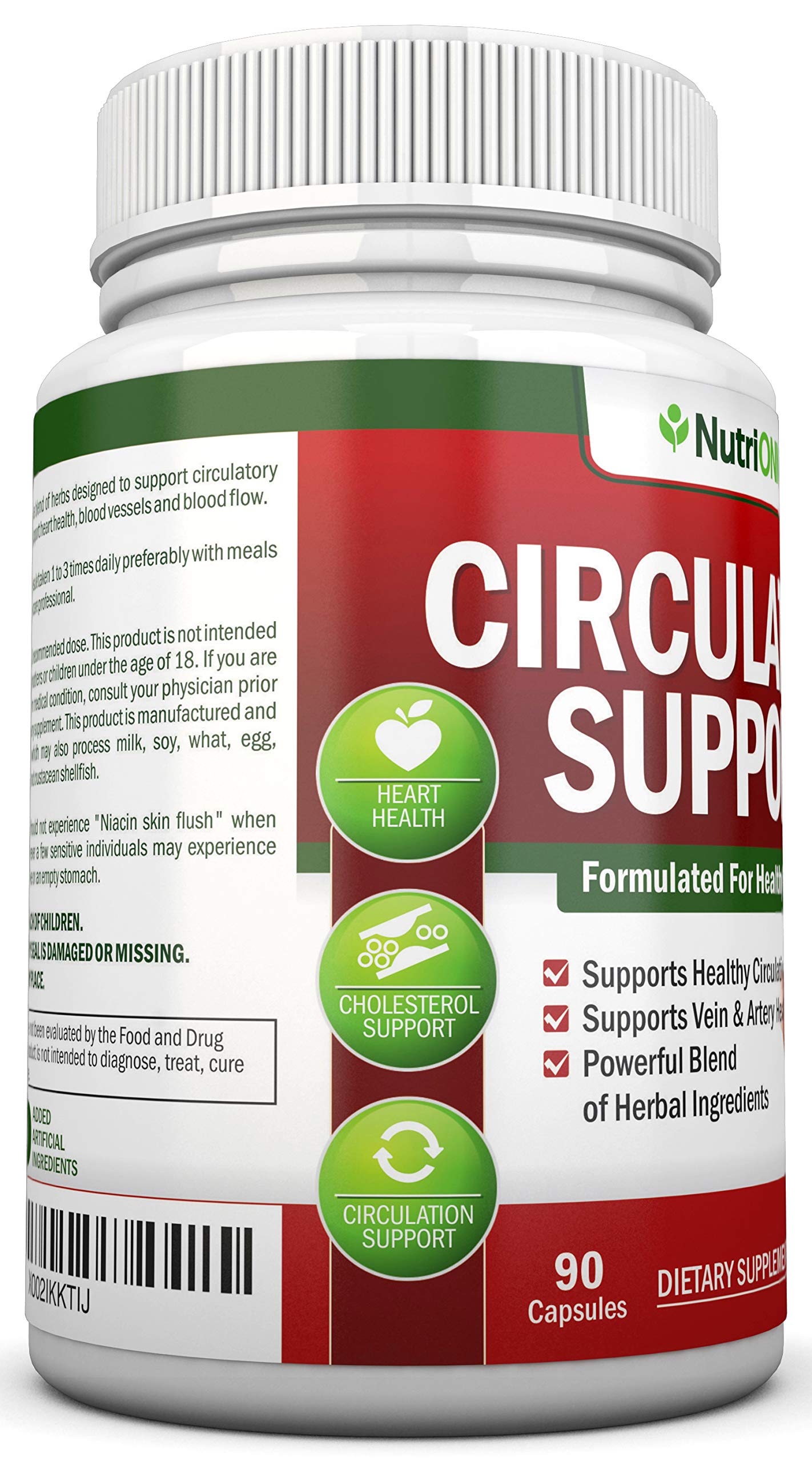 NutriONN cardiovascular wellness support container containing ninety easy to swallow capsules