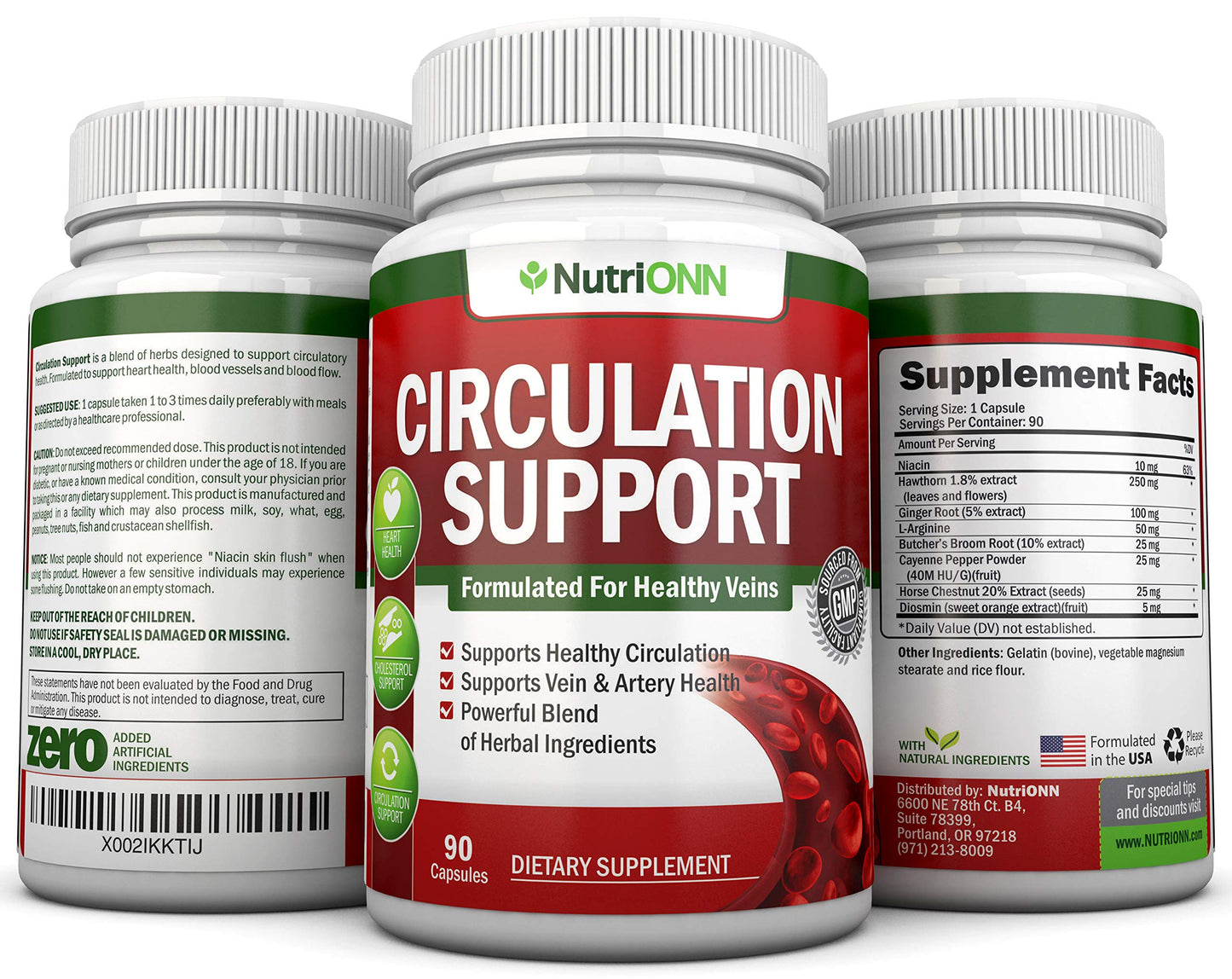NutriONN L-Arginine and Hawthorn circulation blend authentic health supplement bottle