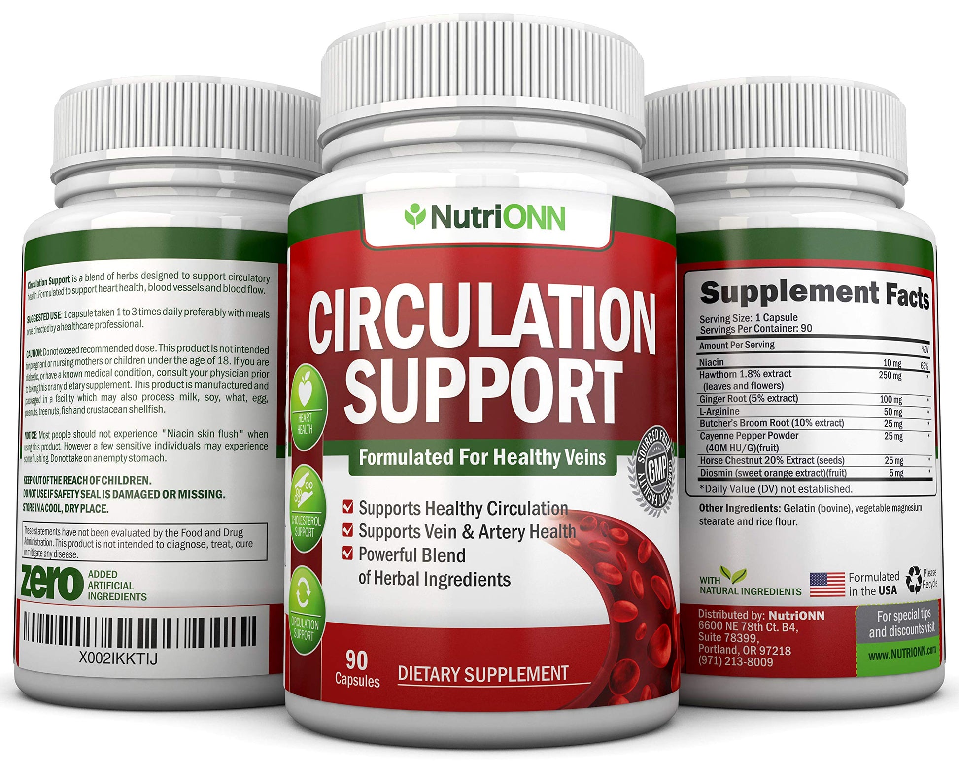 NutriONN L-Arginine and Hawthorn circulation blend authentic health supplement bottle