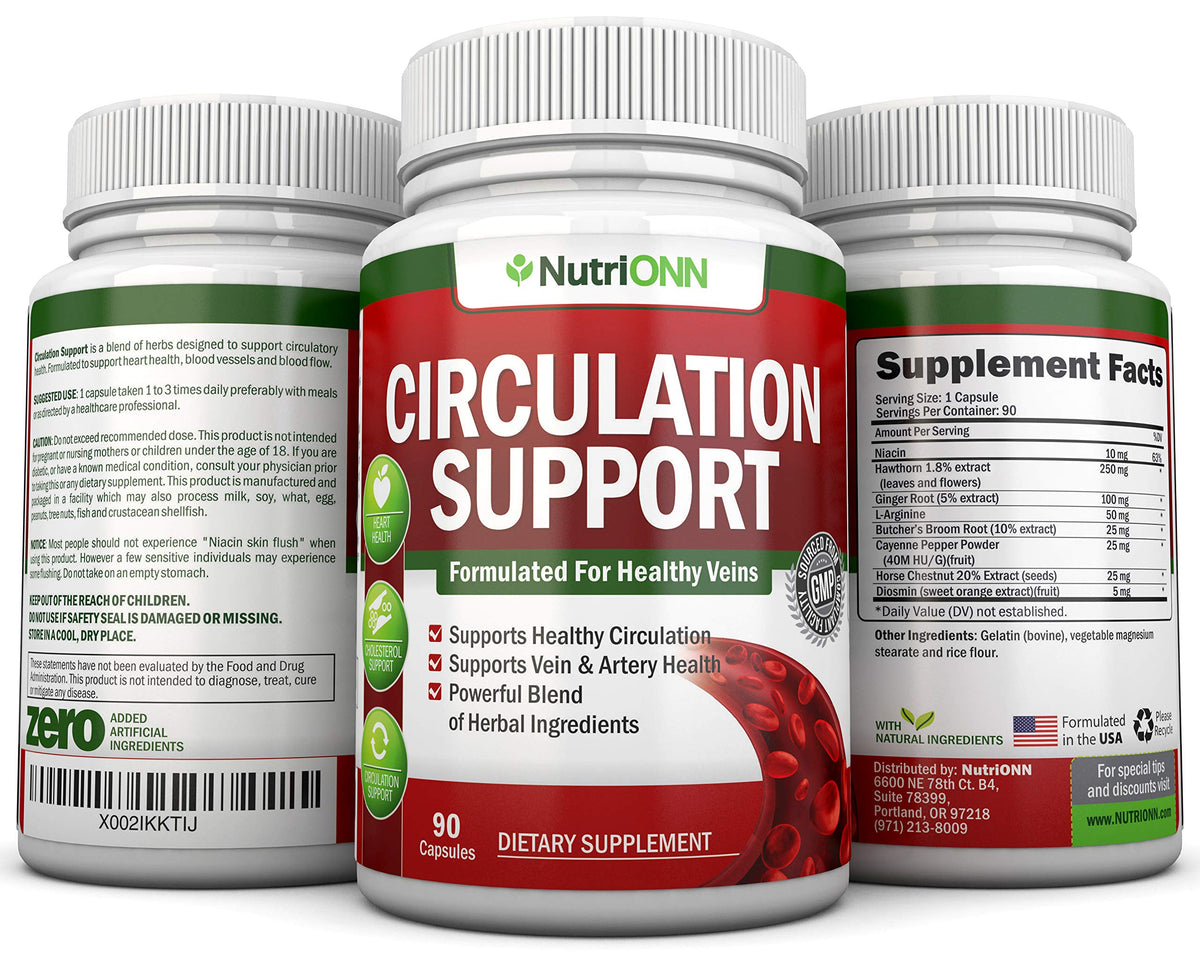 NutriONN L-Arginine and Hawthorn circulation blend authentic health supplement bottle