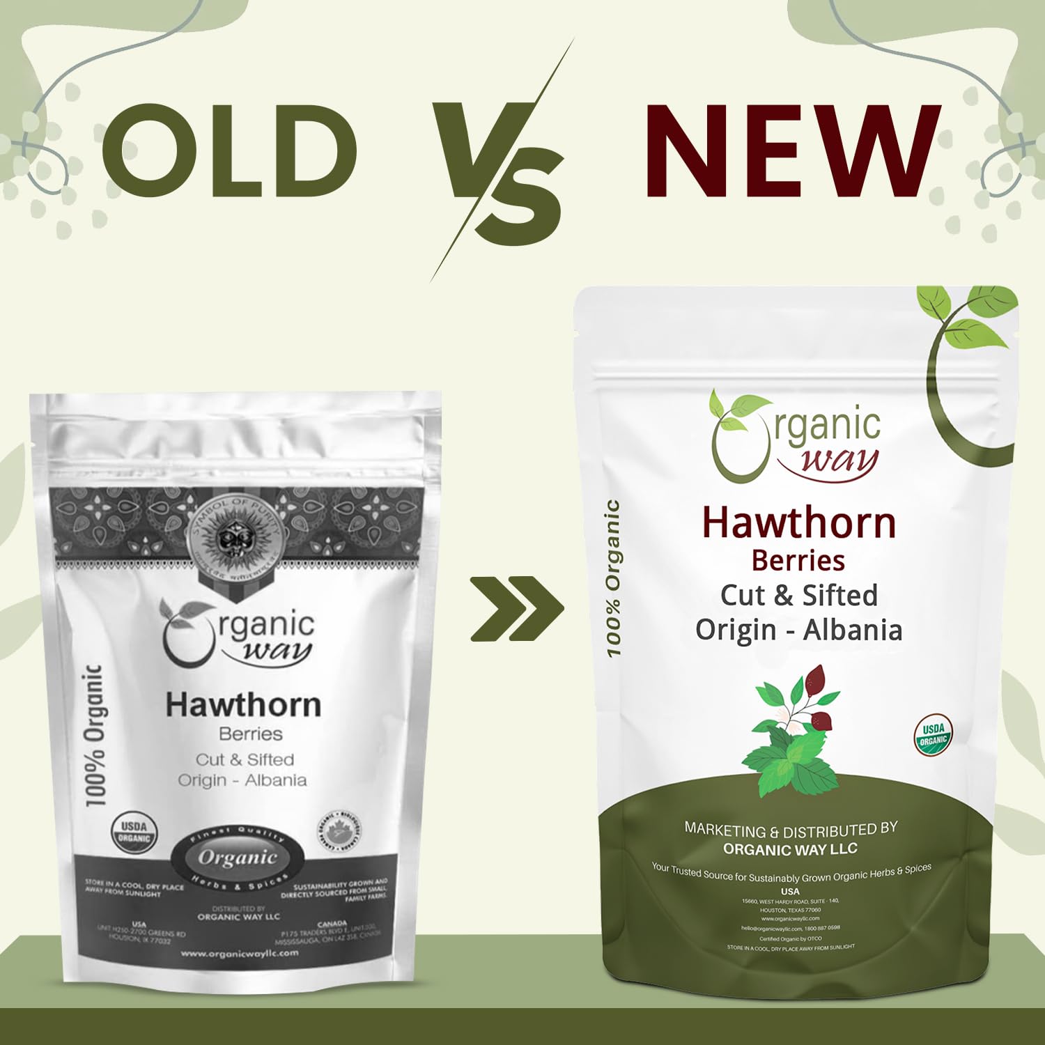 Organic Way Hawthorn Berries Cut and Sifted loose leaf texture view