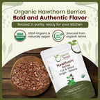 Organic Way Hawthorn Berries organic and kosher certification logos
