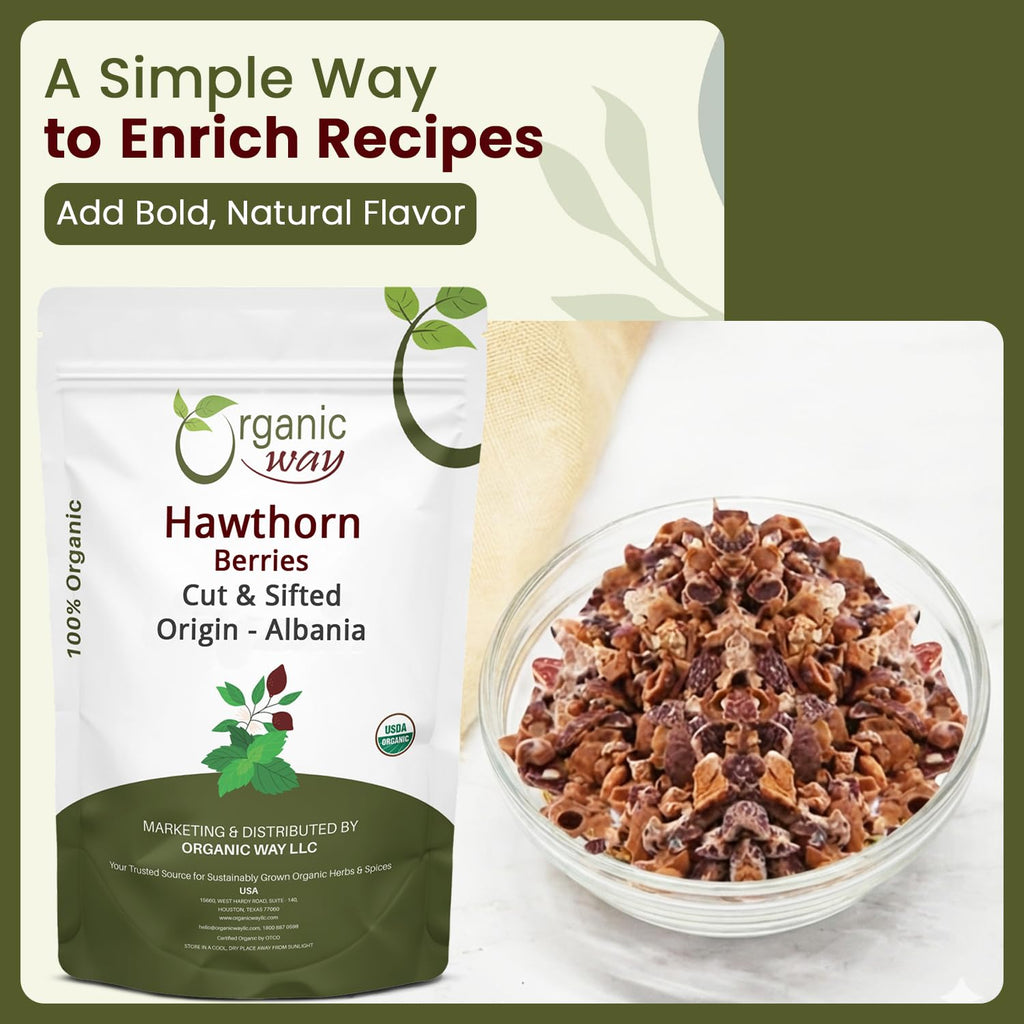Organic Way Hawthorn Berries four ounces package size verification