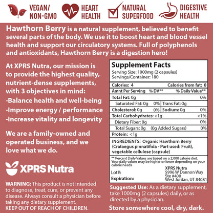 Top angle view of the sealed top lid of the XPRS Nutra Pure Hawthorn Berry Extract supplement container.