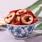 Hollow circle rings of authentic dried hawthorn fruit slices for tea brewing