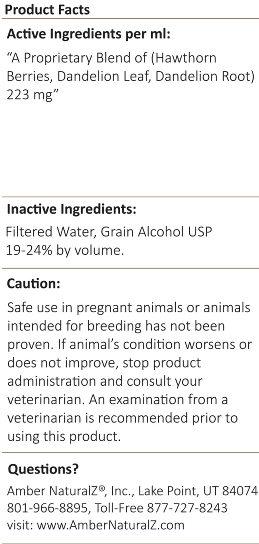 Organic hawthorn and dandelion cardiovascular care dropper bottle for cats