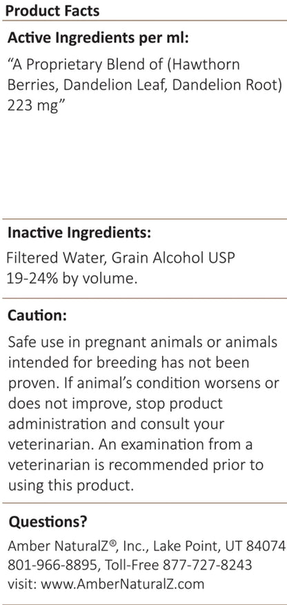 Organic hawthorn and dandelion cardiovascular care dropper bottle for cats