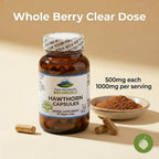 Close up of the nutritional facts panel on the Pure Mountain Botanicals organic hawthorn supplement
