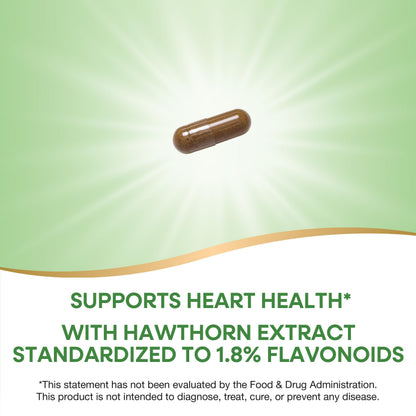 Side view of Nature's Way Hawthorn cardiovascular tonic highlighting Non-GMO Project Verified seal