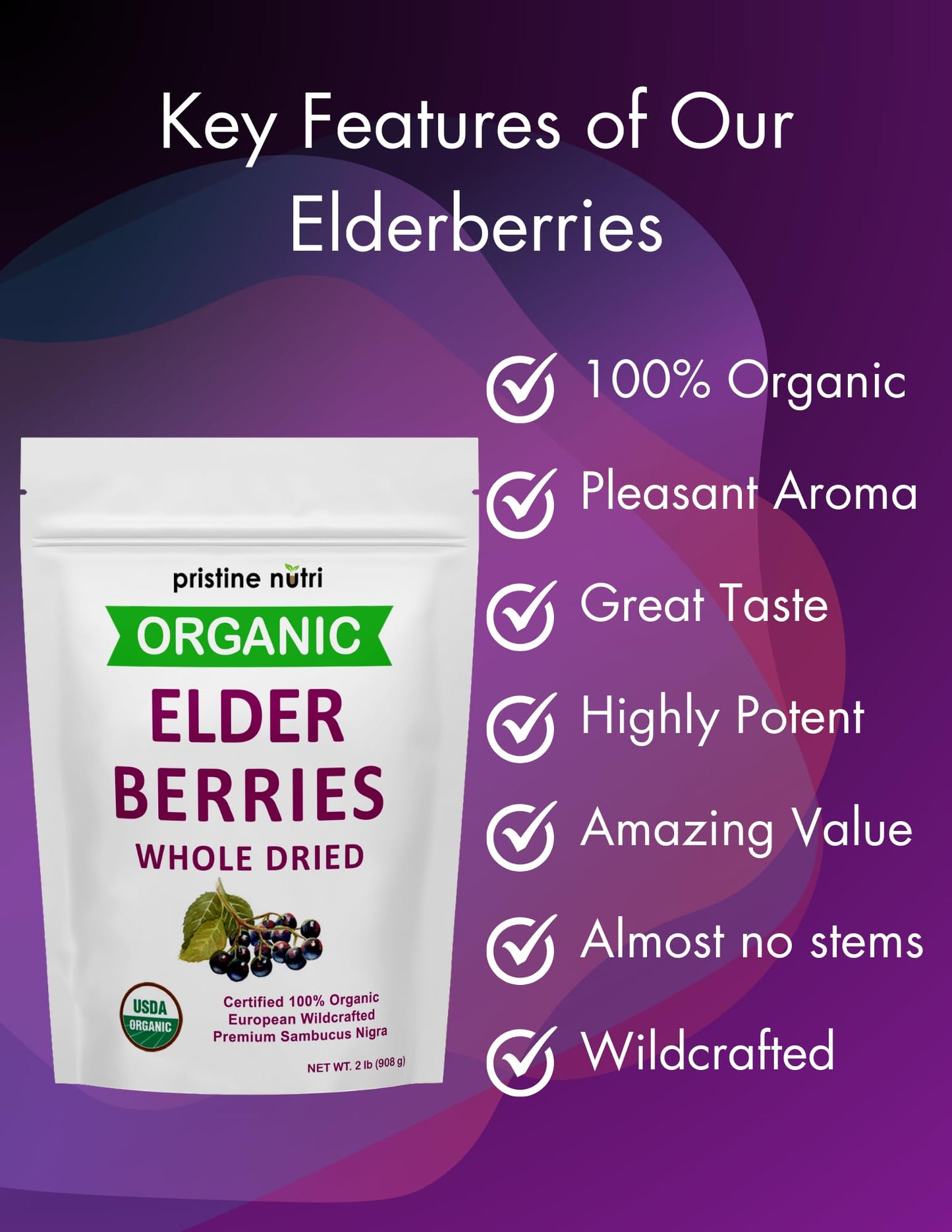Nutrient facts label on the back of Pristine Nutri bulk hawthorn berry 1.5 pounds bag