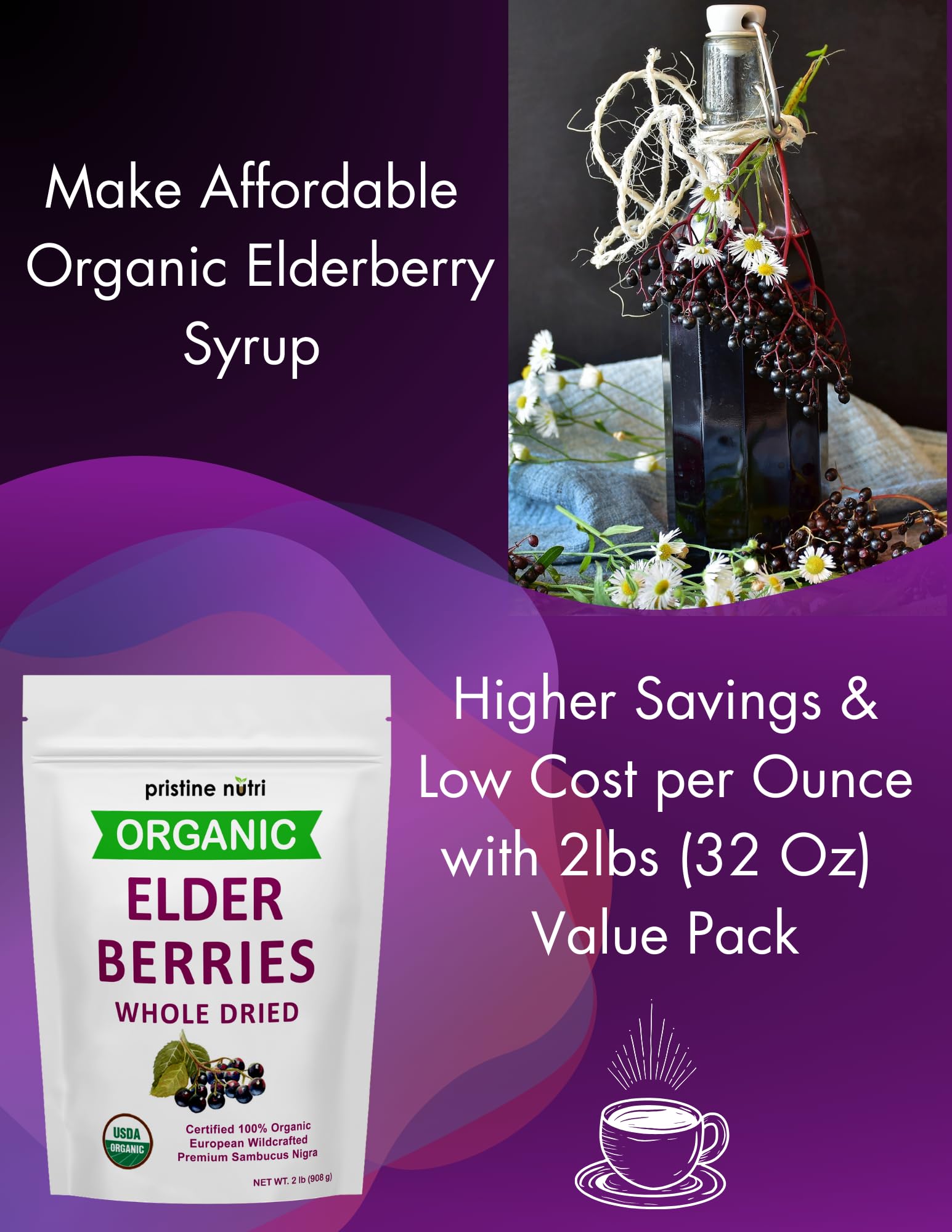 Brewed herbal wellness tea made from wildcrafted dried whole hawthorn fruits