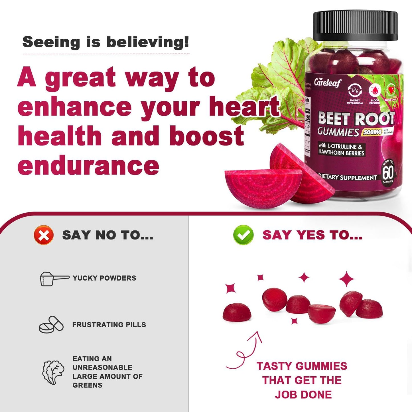 Peach flavored beetroot chews nutritional facts label with hawthorn extract.