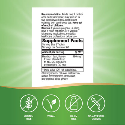 Nature's Way HeartCare 160 milligrams standardized extract dosage and directions information