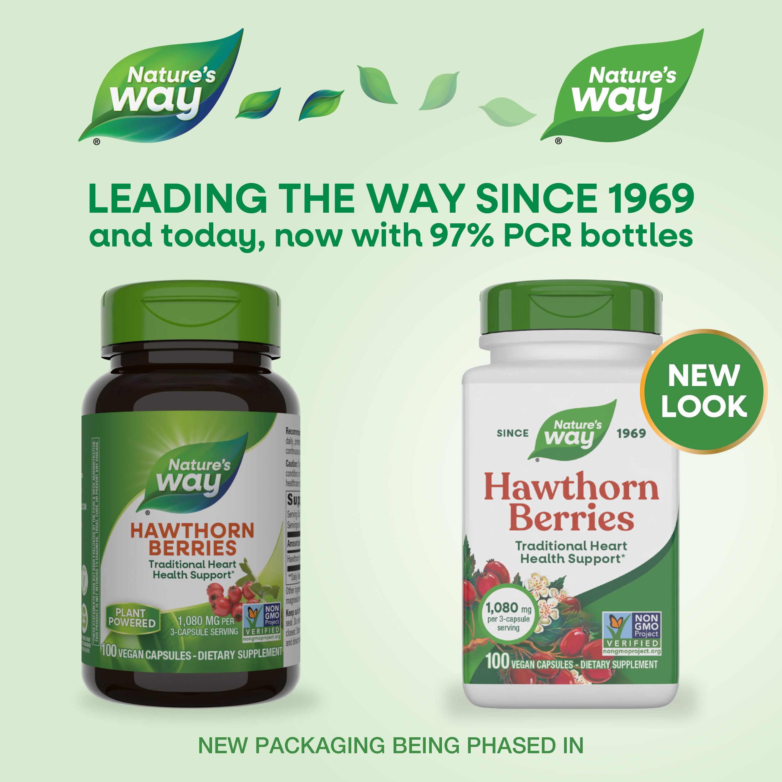 Nature's Way Hawthorn Berries supplement facts panel displaying nutritional information.