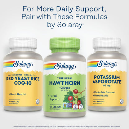 Solaray Hawthorn Berry 1050mg imported wellness supplement bottle on a clean background