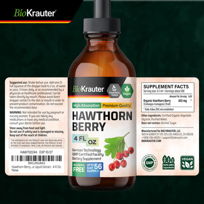 Bio Krauter imported USA premium cardiovascular herbal drops bottle sitting on a clean surface