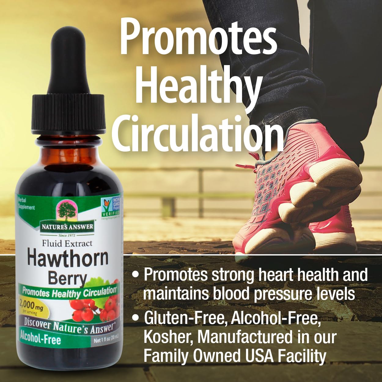 Nature's Answer non-GMO organic hawthorn berry liquid product shot