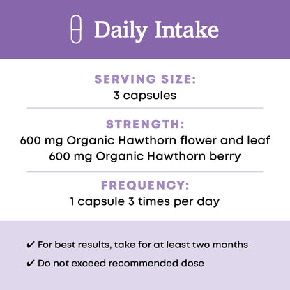Oregon's Wild Harvest organic hawthorn 1200 mg serving size product informational display