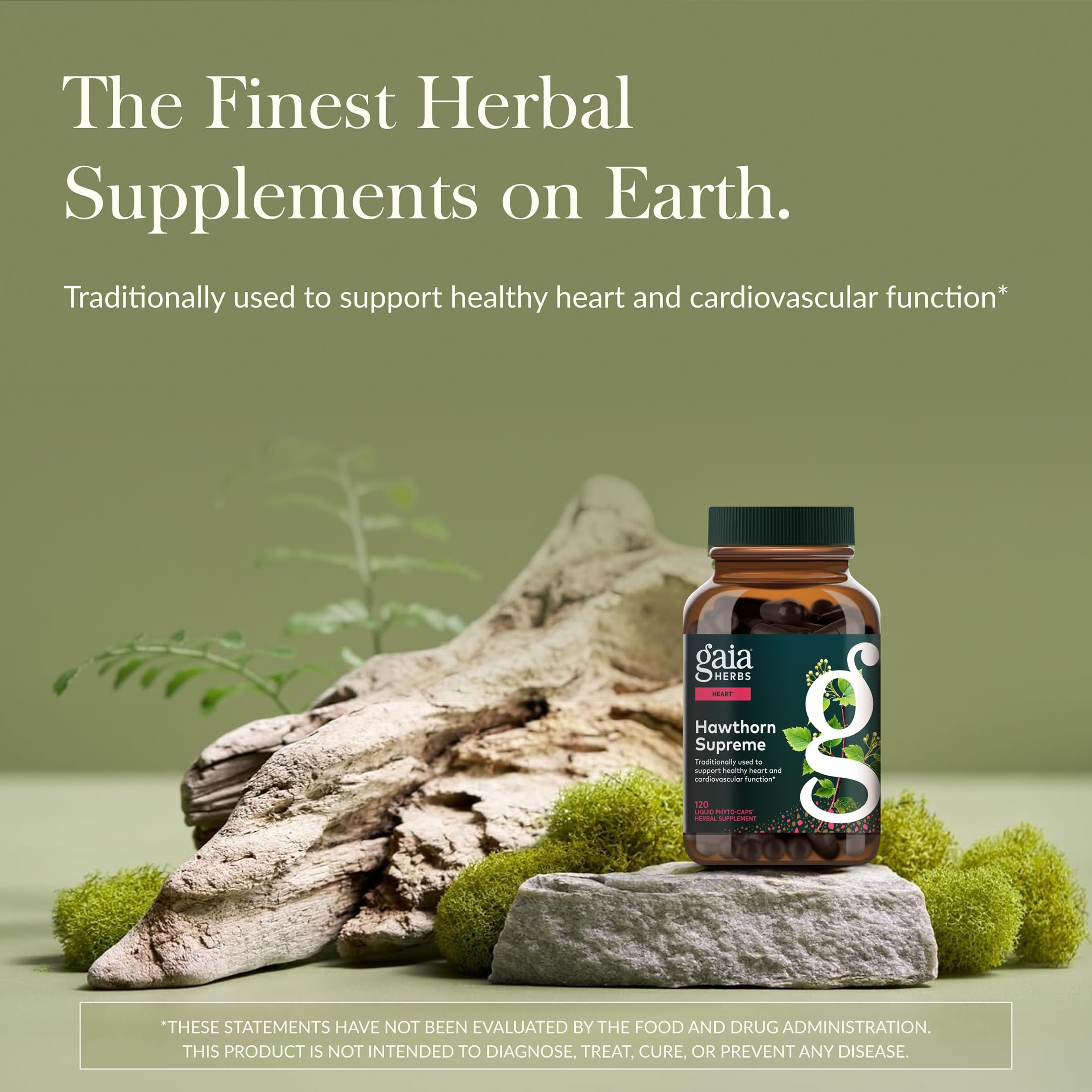 Gaia Herbs Hawthorn Supreme heart health supplement label showing ingredients