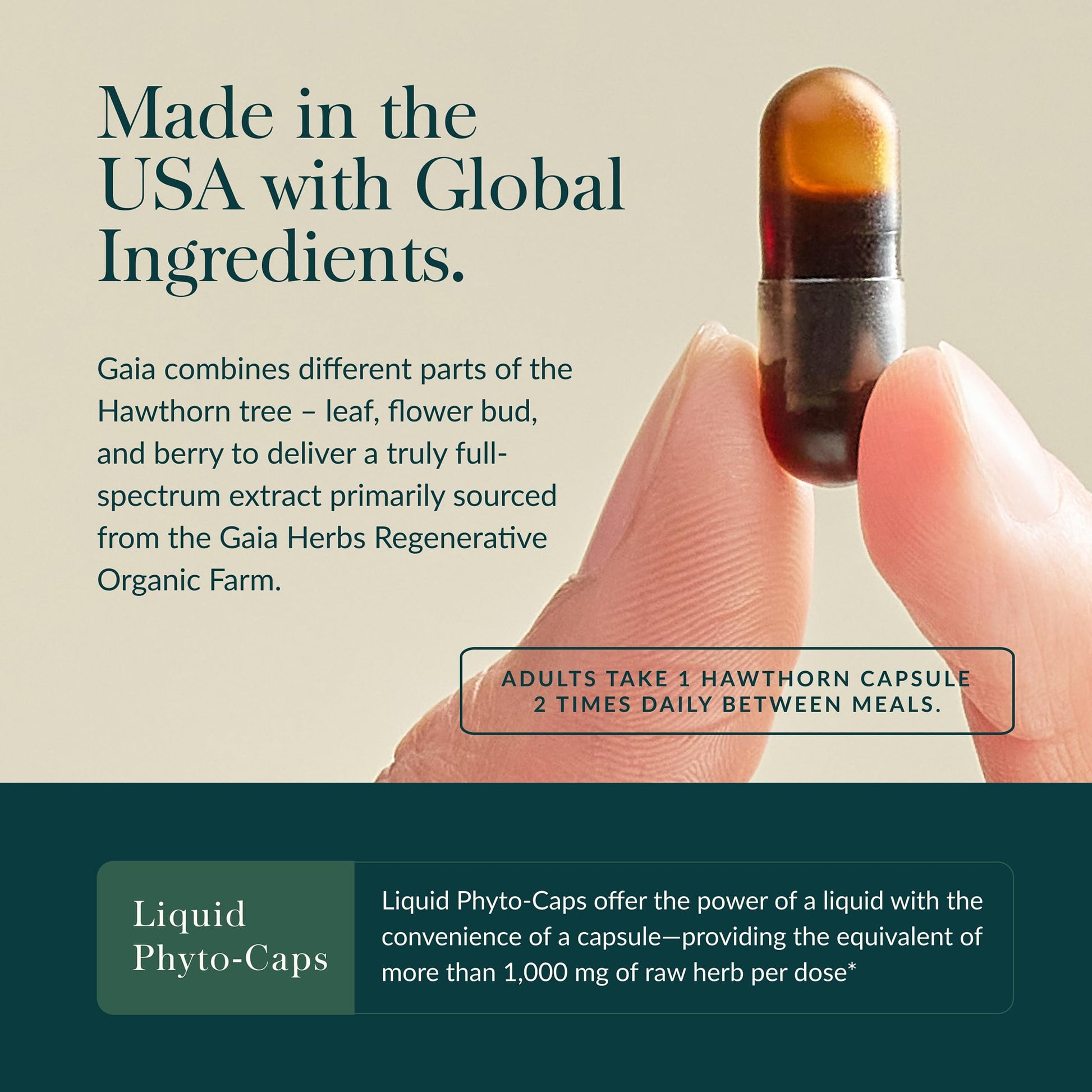 Gaia Herbs Hawthorn Supreme vegan liquid phyto caps certified b corp logo