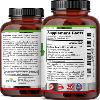 Zazzee Naturals cardiovascular support supplement bottle showing laboratory tested and cGMP compliant manufacturing details.