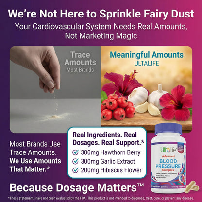 Premium ULTALIFE dietary supplement with hawthorn berry and hibiscus for healthy blood circulation