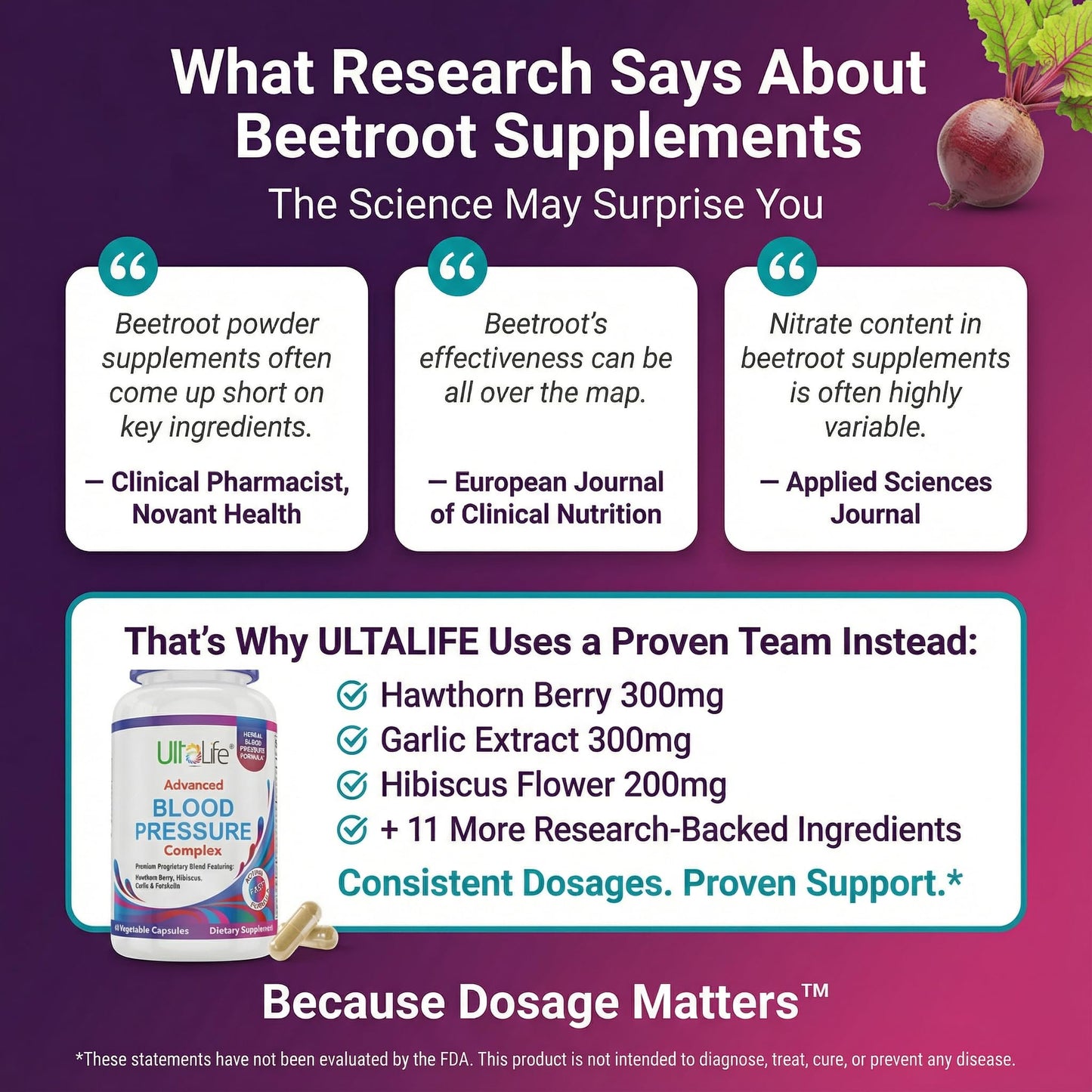 Natural garlic and forskolin infused ULTALIFE blood pressure supplement bottle close up view