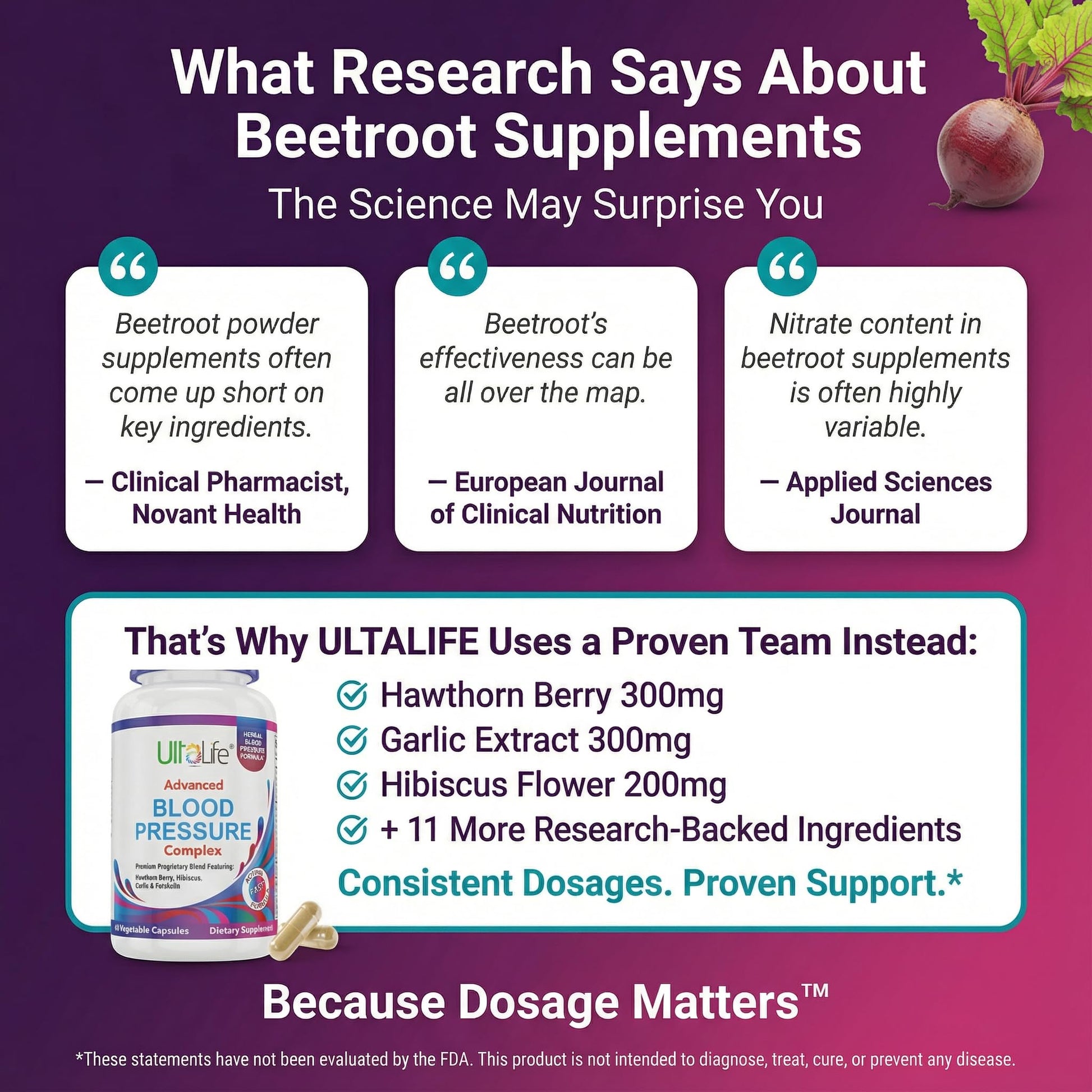Natural garlic and forskolin infused ULTALIFE blood pressure supplement bottle close up view
