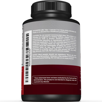 Back label of Sunergetic blood pressure support showing complete supplement facts and vitamins