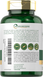 Side view of Carlyle Hawthorn Berry Complex bottle detailing non-GMO and gluten-free certifications.