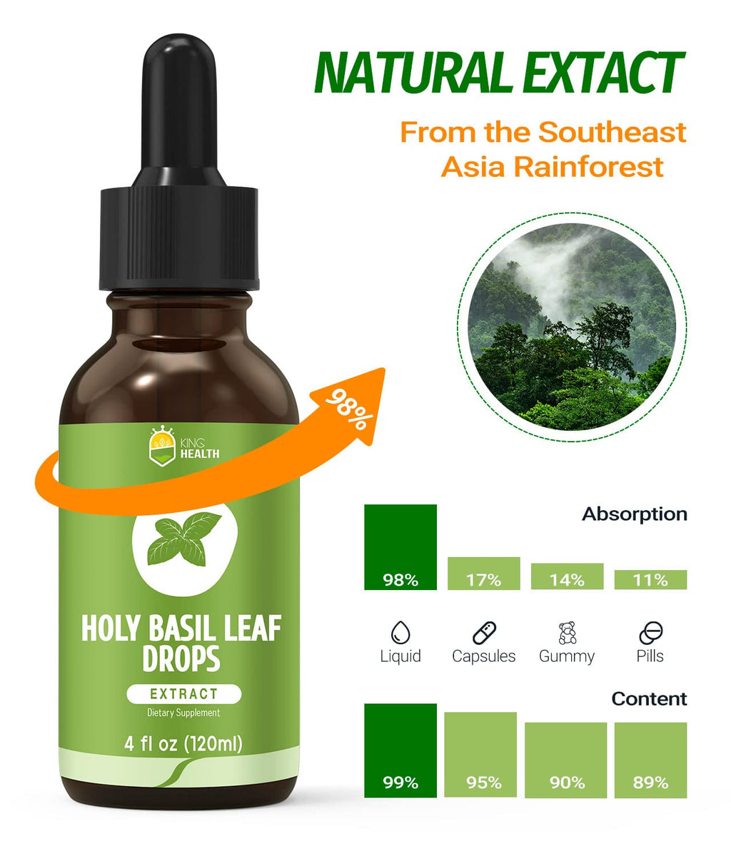 4 fluid ounce bottle of KingHealth Holy Basil extract