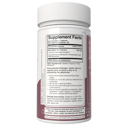 Bloofah Holy Basil supplement 10 to 1 extract label detail