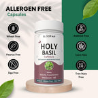Top view of Bloofah Holy Basil dietary supplement packaging