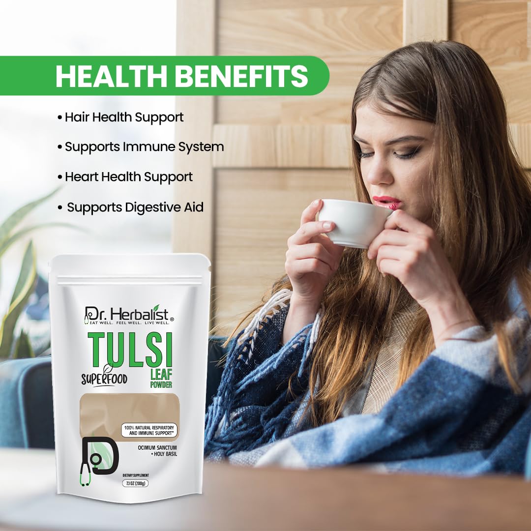 Dr. Herbalist Tulsi powder used as a DIY beauty face mask