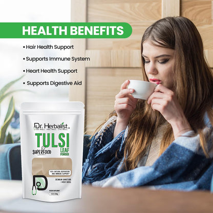 Dr. Herbalist Tulsi powder used as a DIY beauty face mask
