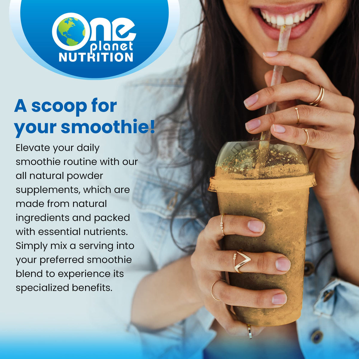 One Planet Nutrition branding on Holy Basil powder container