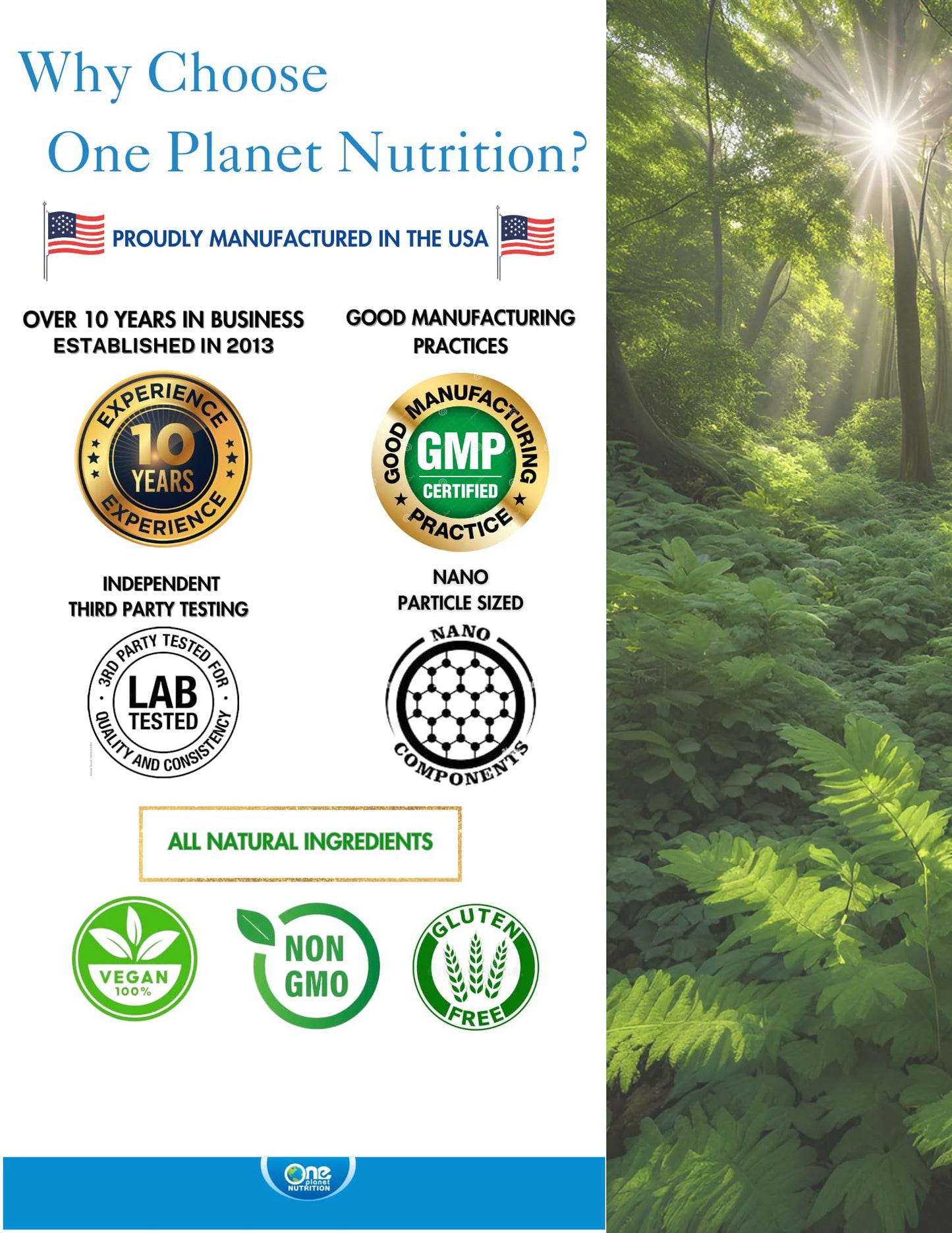 One Planet Nutrition Nano Holy Basil packaging details